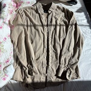Men's Tan Button-Up